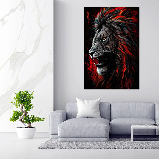 Quadro astratto leone red style