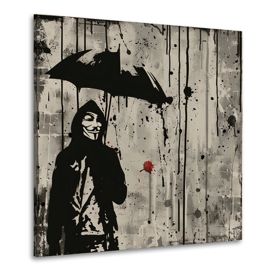 Quadro astratto maschera con ombrello Anonymous