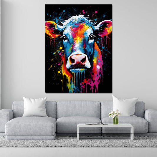 Quadro astratto mucca Pop Art