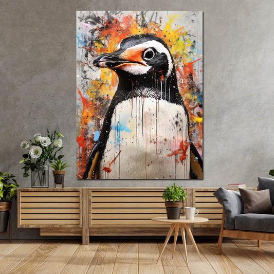 Quadro astratto pinguino grazioso