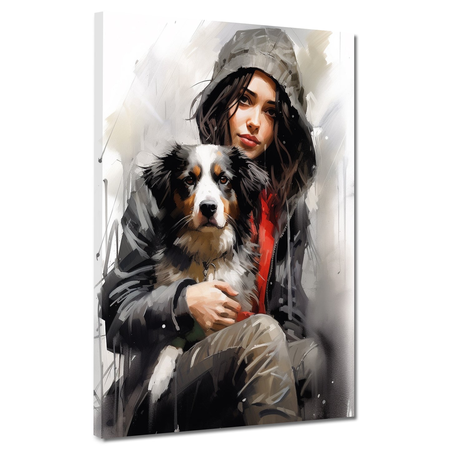 Quadro astratto ragazza con cane