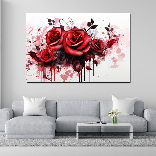 Quadro astratto rose rosse