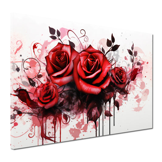 Quadro astratto rose rosse