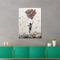 Quadro astratto street art ragazzo con palloncini