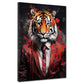 Quadro astratto tigre in abito rosso pop art