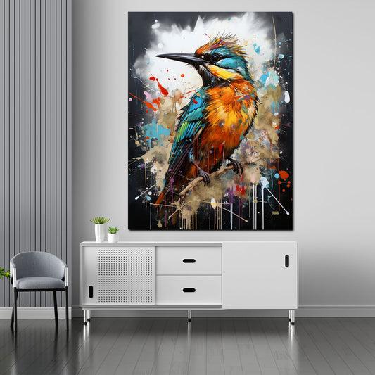 Quadro astratto uccello frontale pop art colour