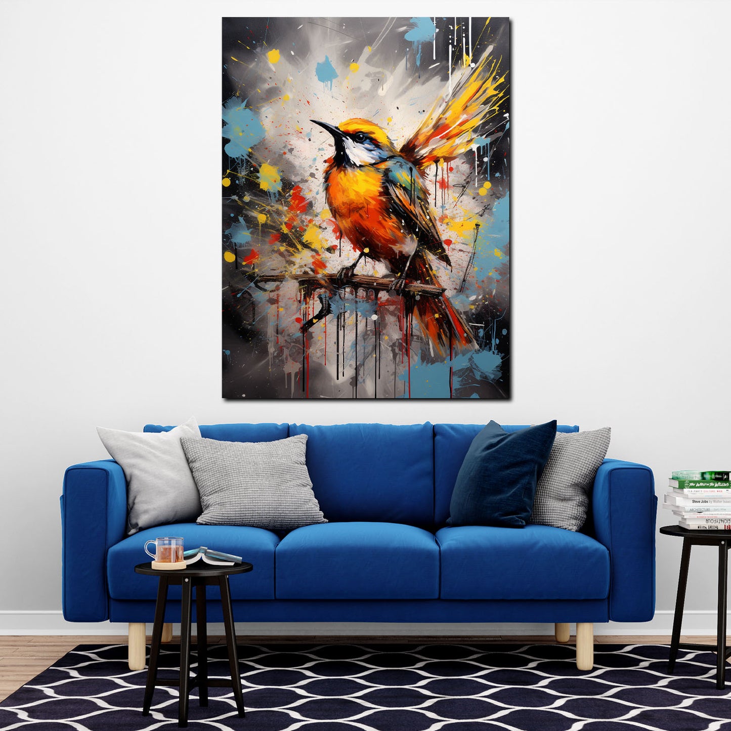 Quadro astratto uccello pop art colour