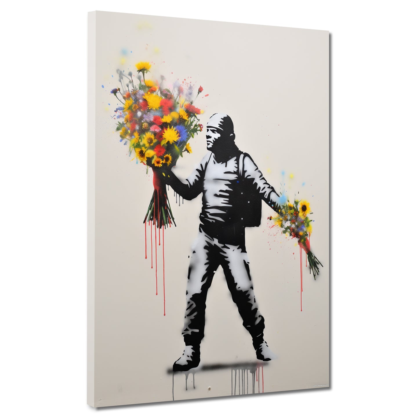 Quadro astratto uomo street art con fiori