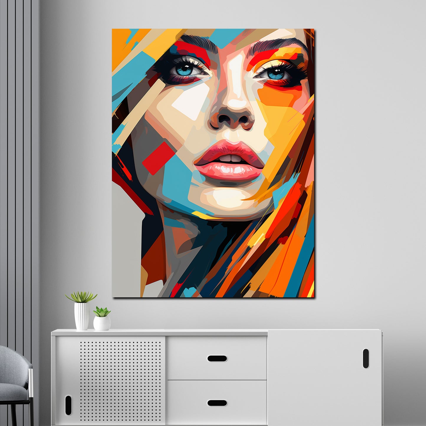 Quadro bel volto di donna Colore astratto