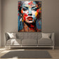 Quadro bella donna pop art astratta faccia frontale