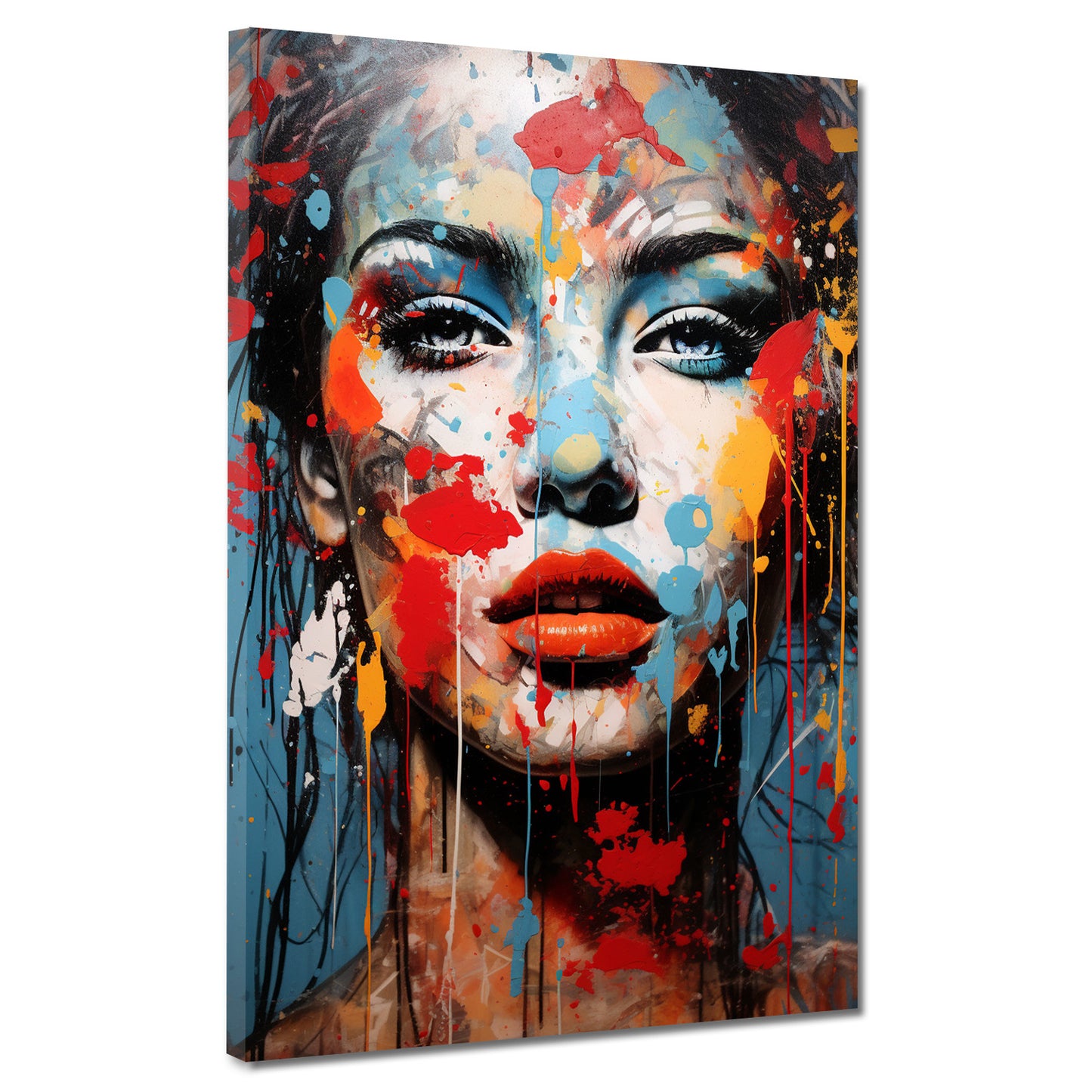 Quadro bella donna pop art astratta faccia frontale