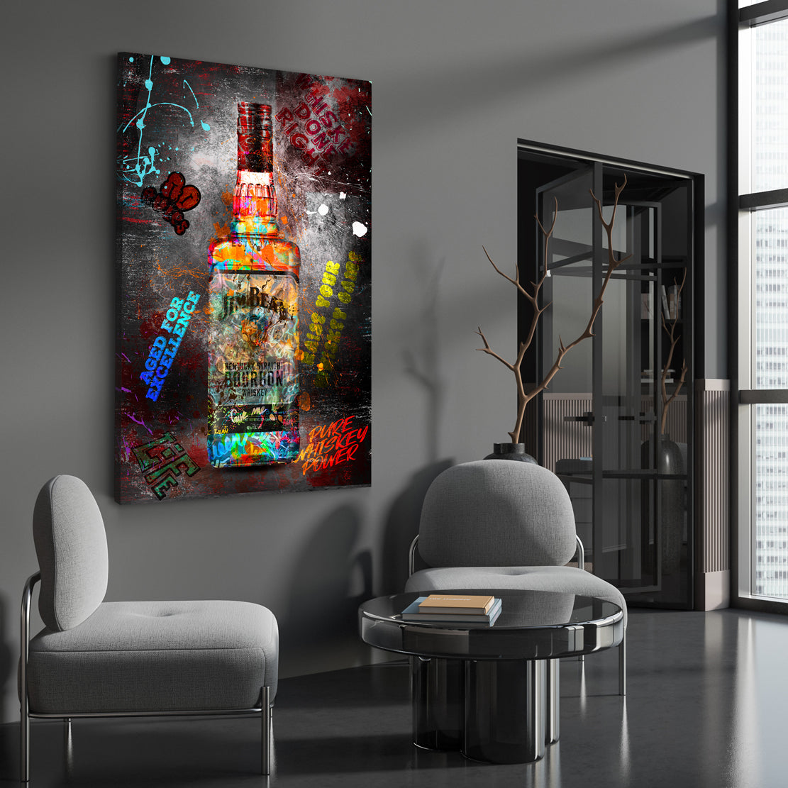 Quadro bottiglia whisky bourbon design moderno graffiti street art