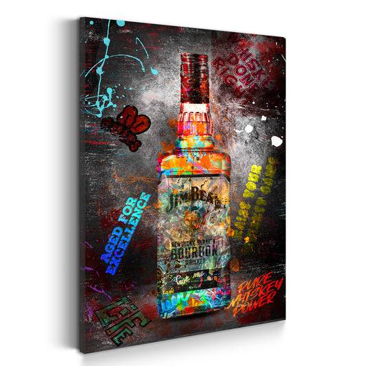 Quadro bottiglia whisky bourbon design moderno graffiti street art