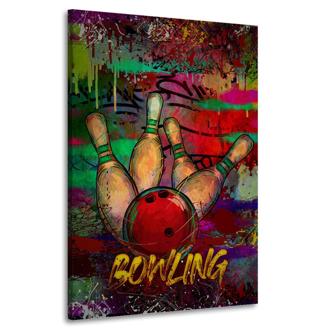 Quadro bowling con graffiti colorati