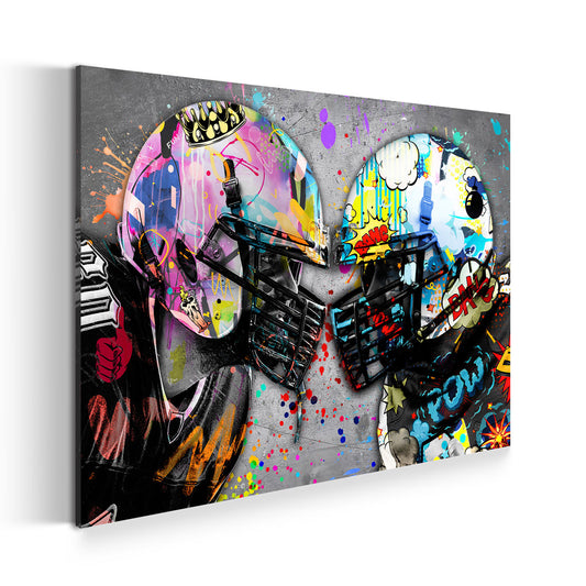 Quadro caschi da football in stile graffiti Rugby