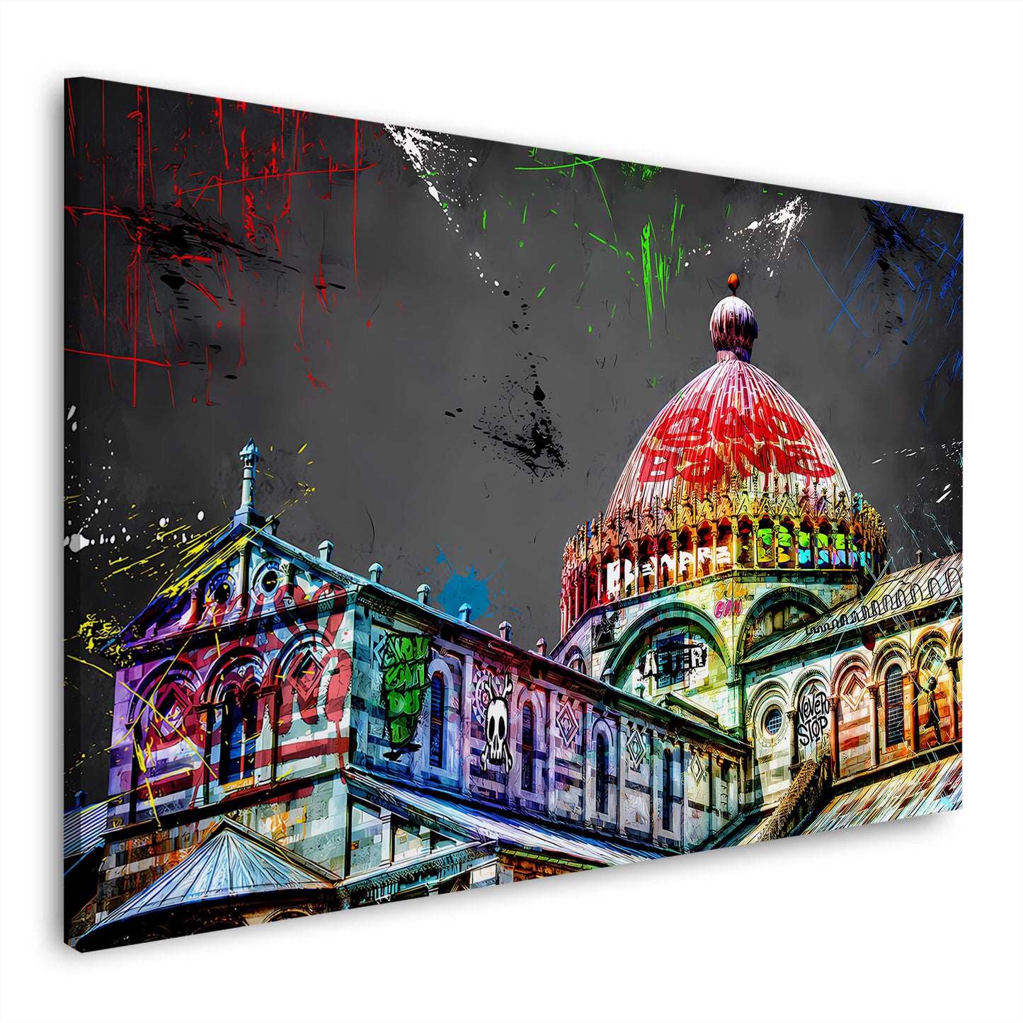 Quadro cattedrale italiana con graffiti arte urbana