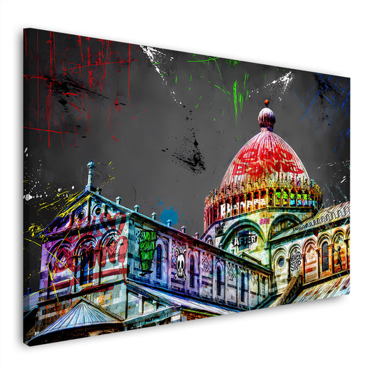 Quadro cattedrale italiana con graffiti arte urbana