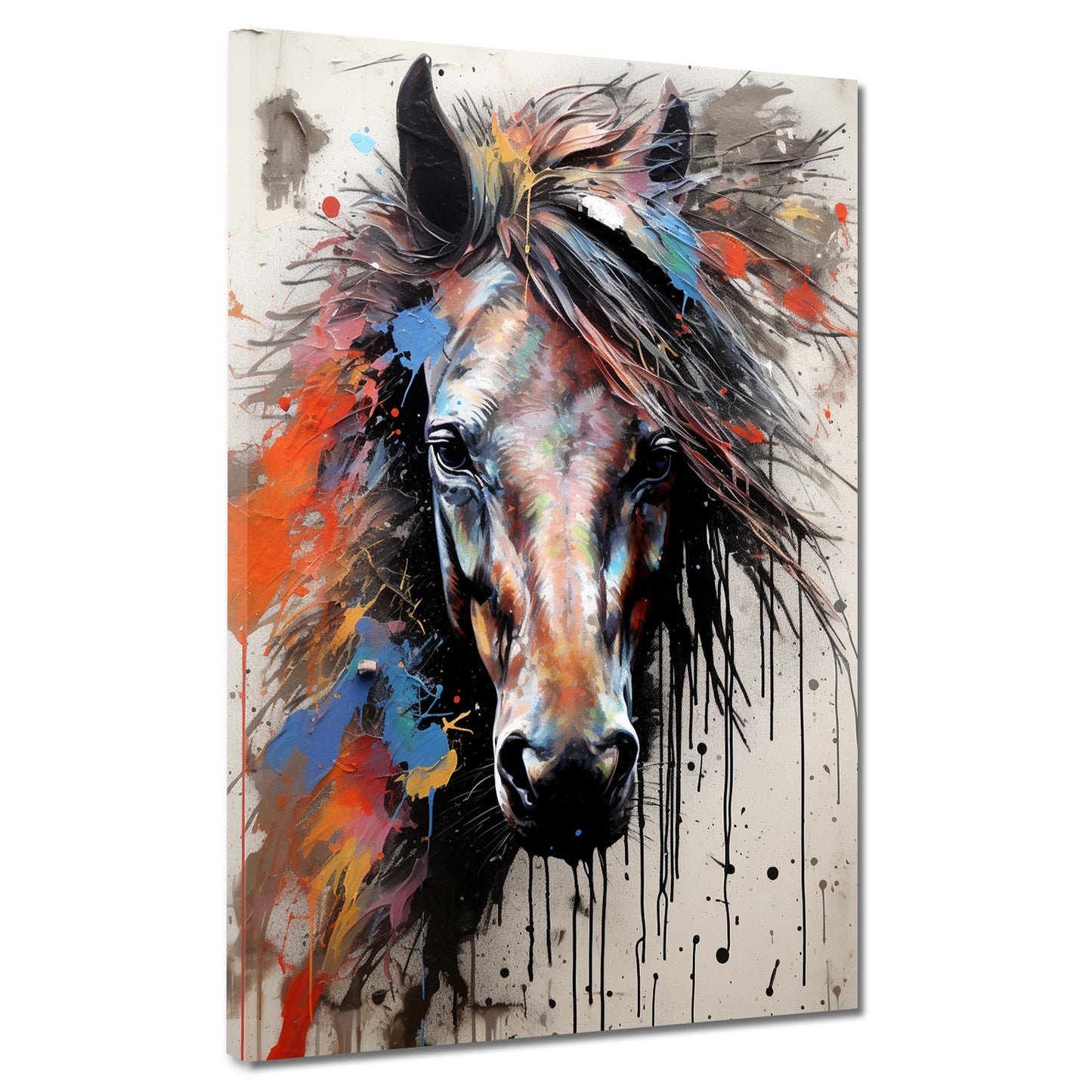 Quadro cavallo bianco astratto frontale pop art