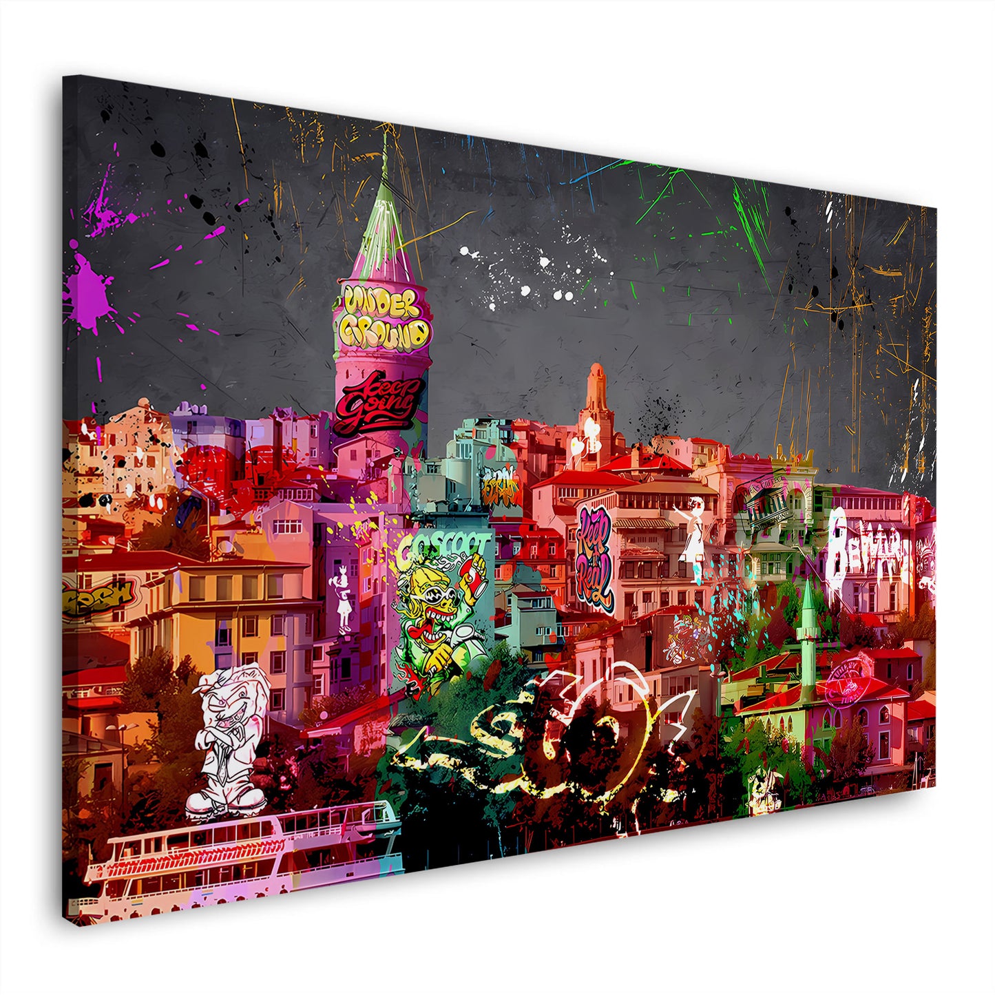 Quadro città colorata Istanbul con graffiti e arte urbana