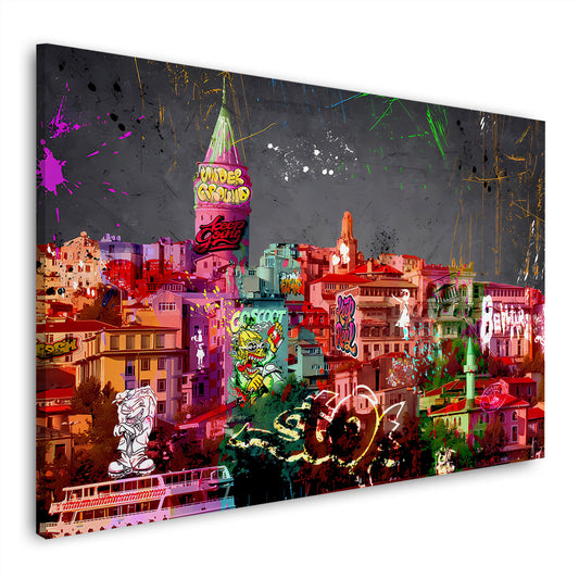 Quadro città colorata Istanbul con graffiti e arte urbana