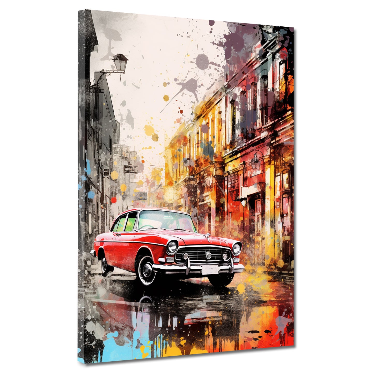 Quadro city astratto auto oldtimer