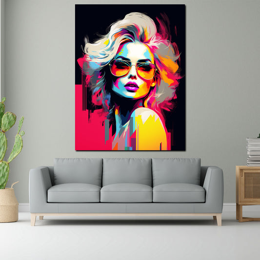 Quadro cool girl retro style bellissima donna pop art