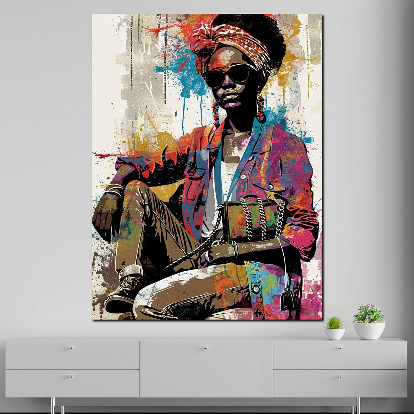 Quadro donna africana moderna stile Pop Art