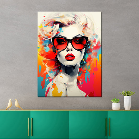 Quadro donna pop art moderno splash retro