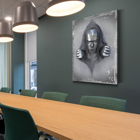 Quadro figura astratta 3D in metallo Catene Arte murale metallica body silver style