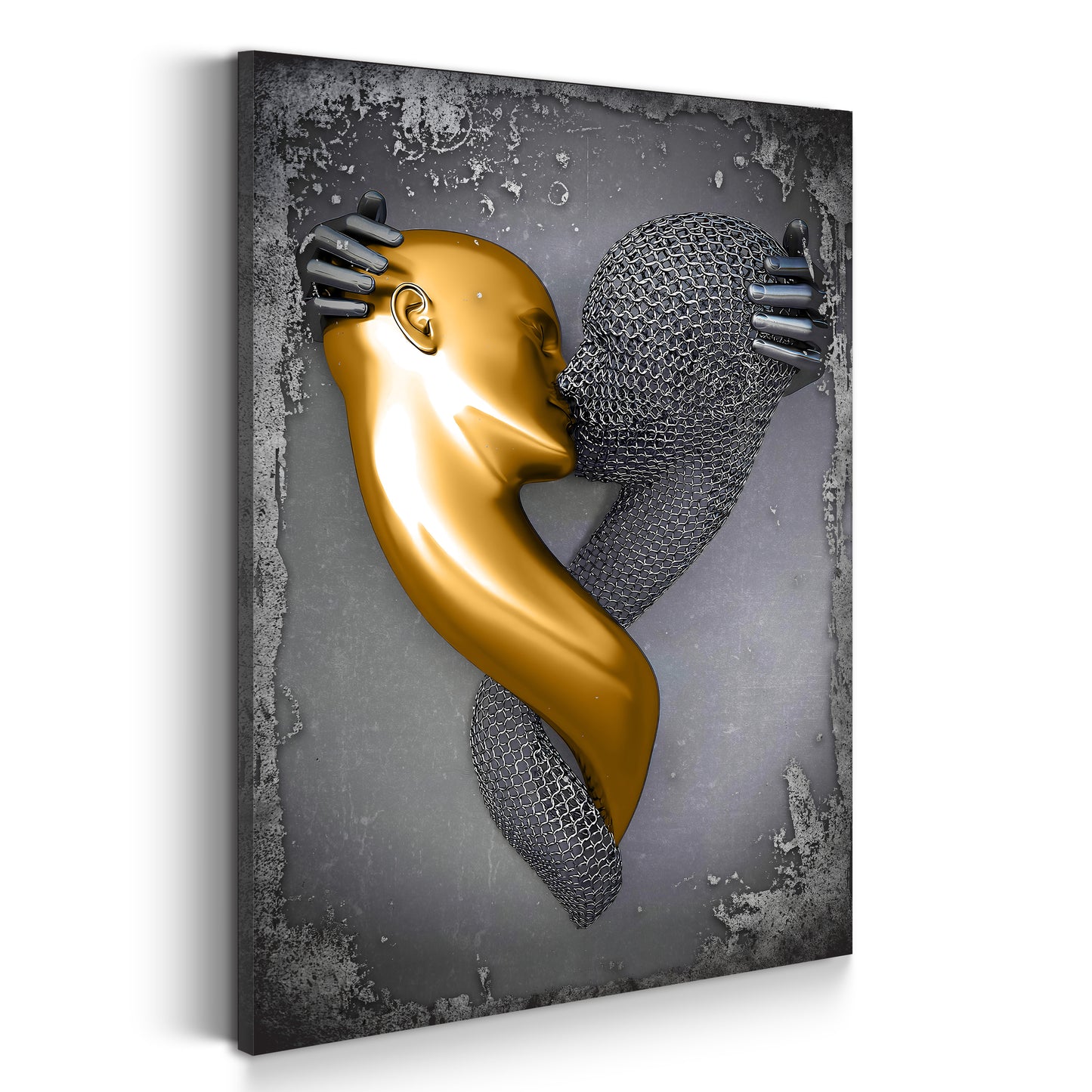 Quadro figura astratta 3D in metallo Kiss Arte murale metallica body