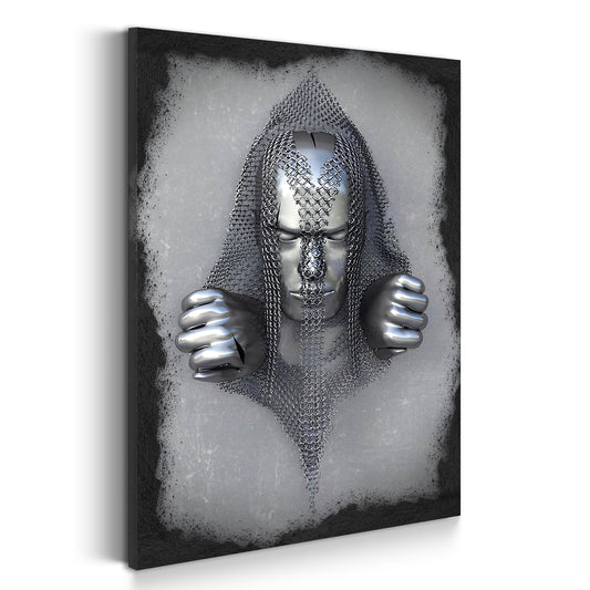 Quadro figura astratta 3D in metallo catene arte murale metallica corpo