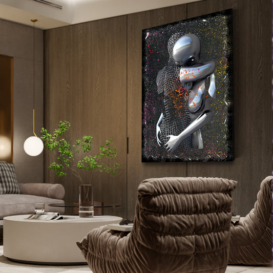 Quadro figura astratta 3D in metallo love colour arte murale metallica corpo