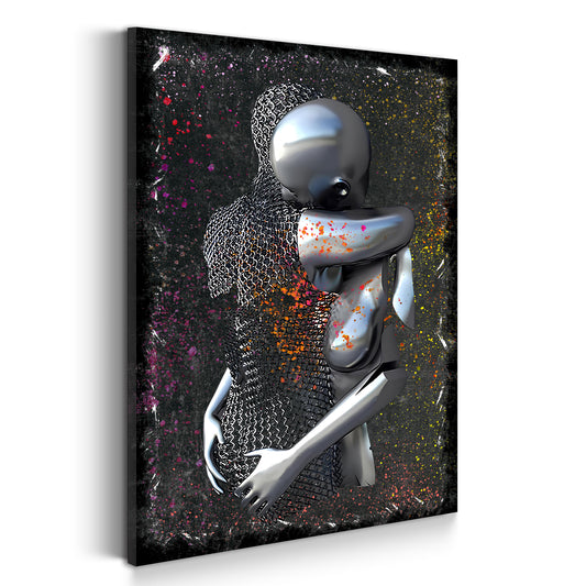 Quadro figura astratta 3D in metallo love colour arte murale metallica corpo