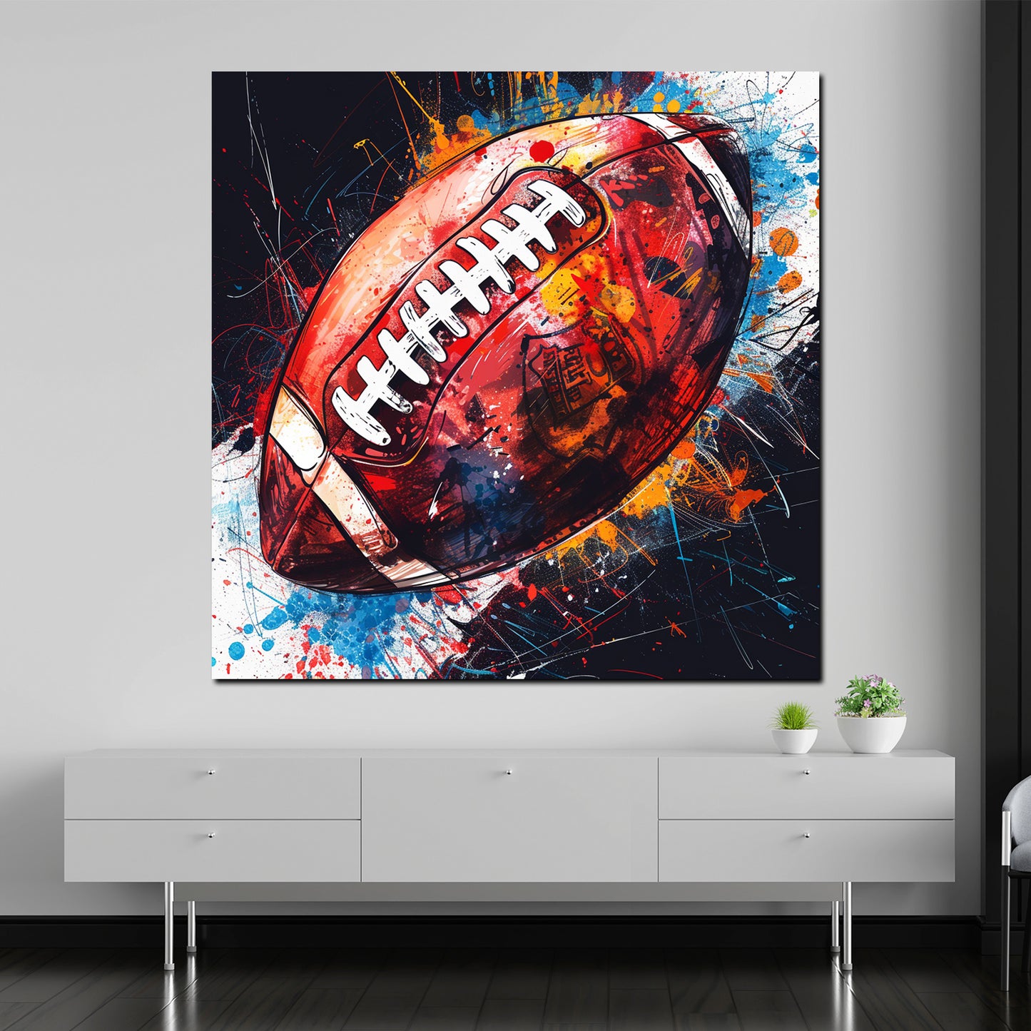 Quadro football in stile Pop Art colorato Rugby