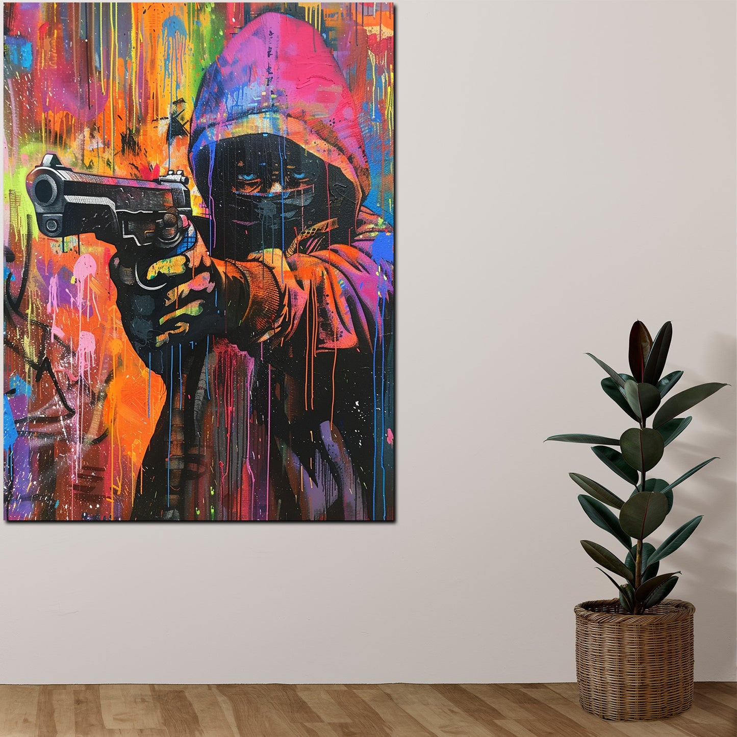 Quadro gangster pop art gun style
