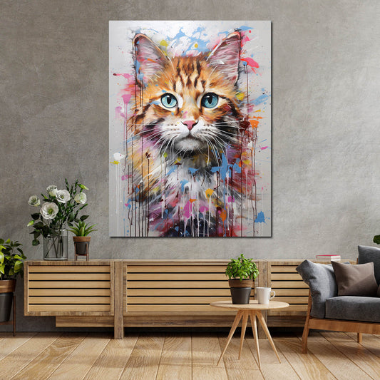 Quadro gatto carino splash colour