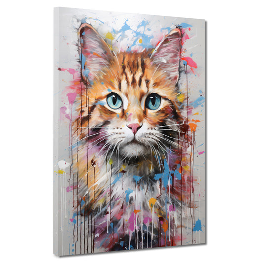 Quadro gatto carino splash colour