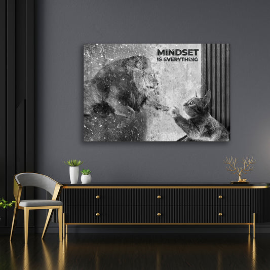 Quadro gatto mindset motivazione bianco nero