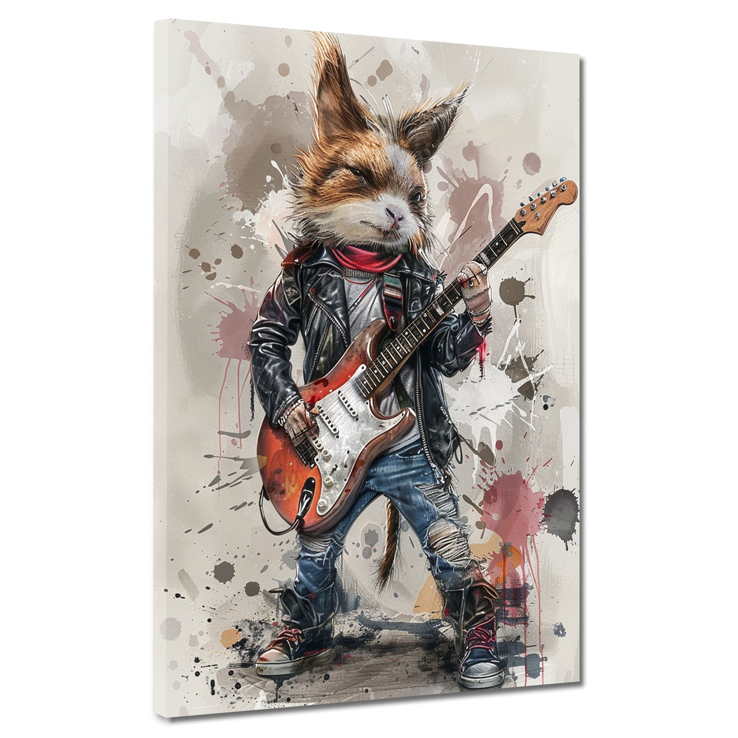 Quadro gatto rockstar chitarra pop art moderna