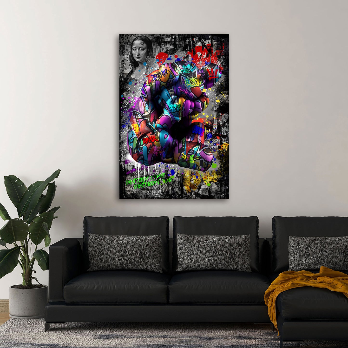 Quadro graffiti e pop art style con figura