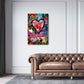 Quadro graffiti pop art cuore con scritta Happiness