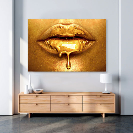 Quadro labbra in stile oro