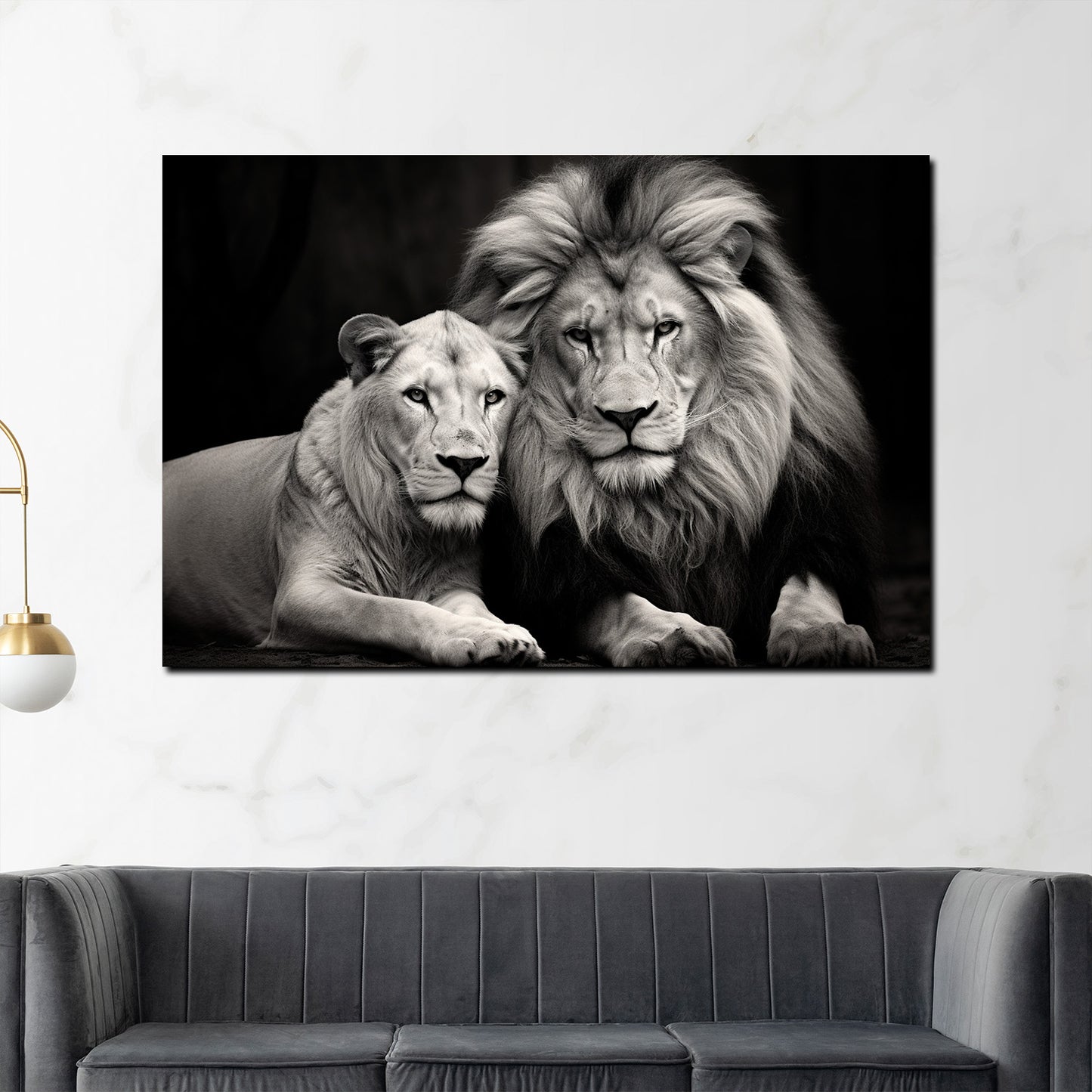 Quadro leone beautiful lions binaco e nero