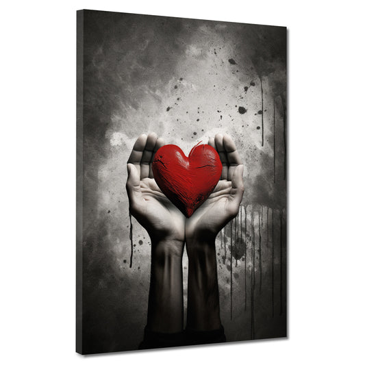 Quadro mani con cuore astratto black style