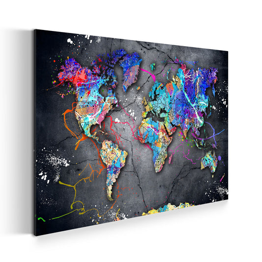 Quadro mappa del mondo colorata in stile pop art