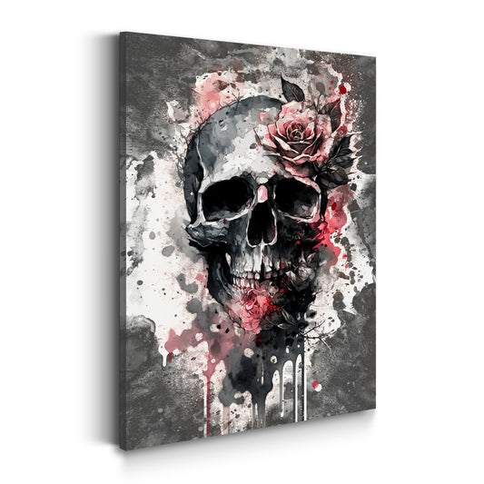 Quadro stampa su tela moderno Abstract Skull Flower Style