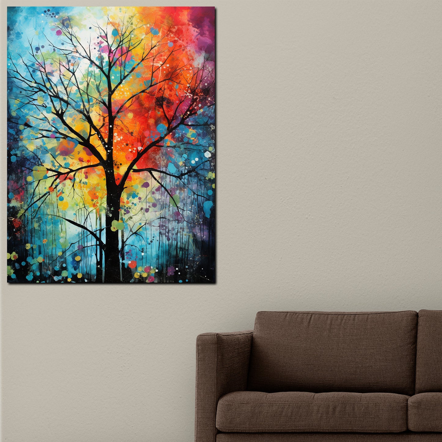 Quadro moderno Albero spoglio astratto paint style