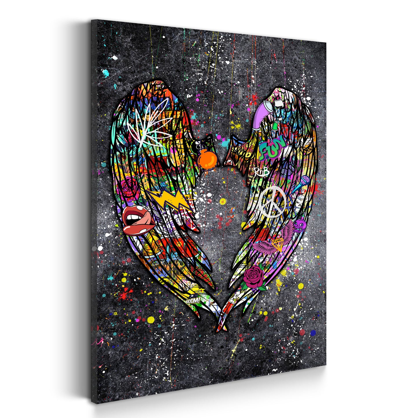 Quadro stampa su tela moderno Angel Wings Graffiti Street Art Style