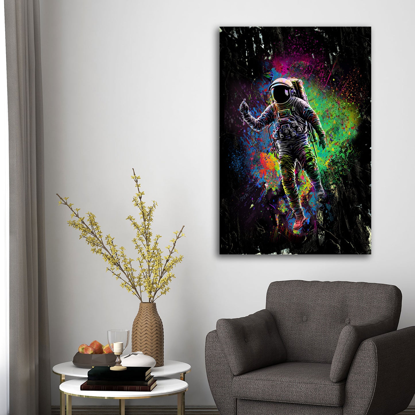 Quadro moderno Astronauta pop art nello spazio scuro