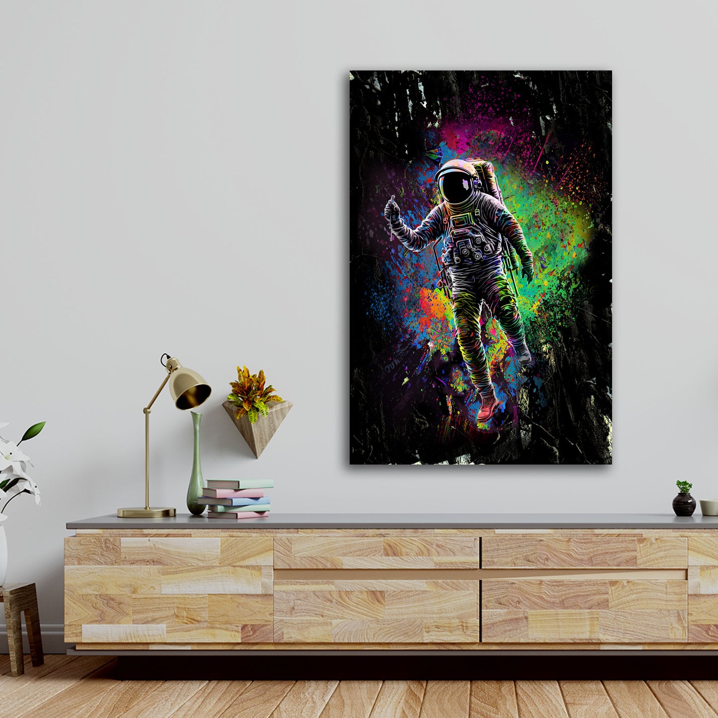 Quadro moderno Astronauta pop art nello spazio scuro